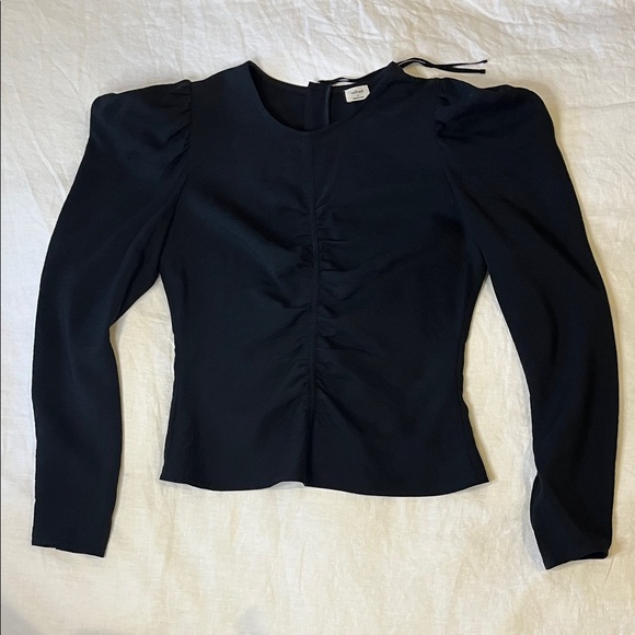 Aritzia Tops - Aritzia Wilfred Black Ruched Puff Sleeve Blouse